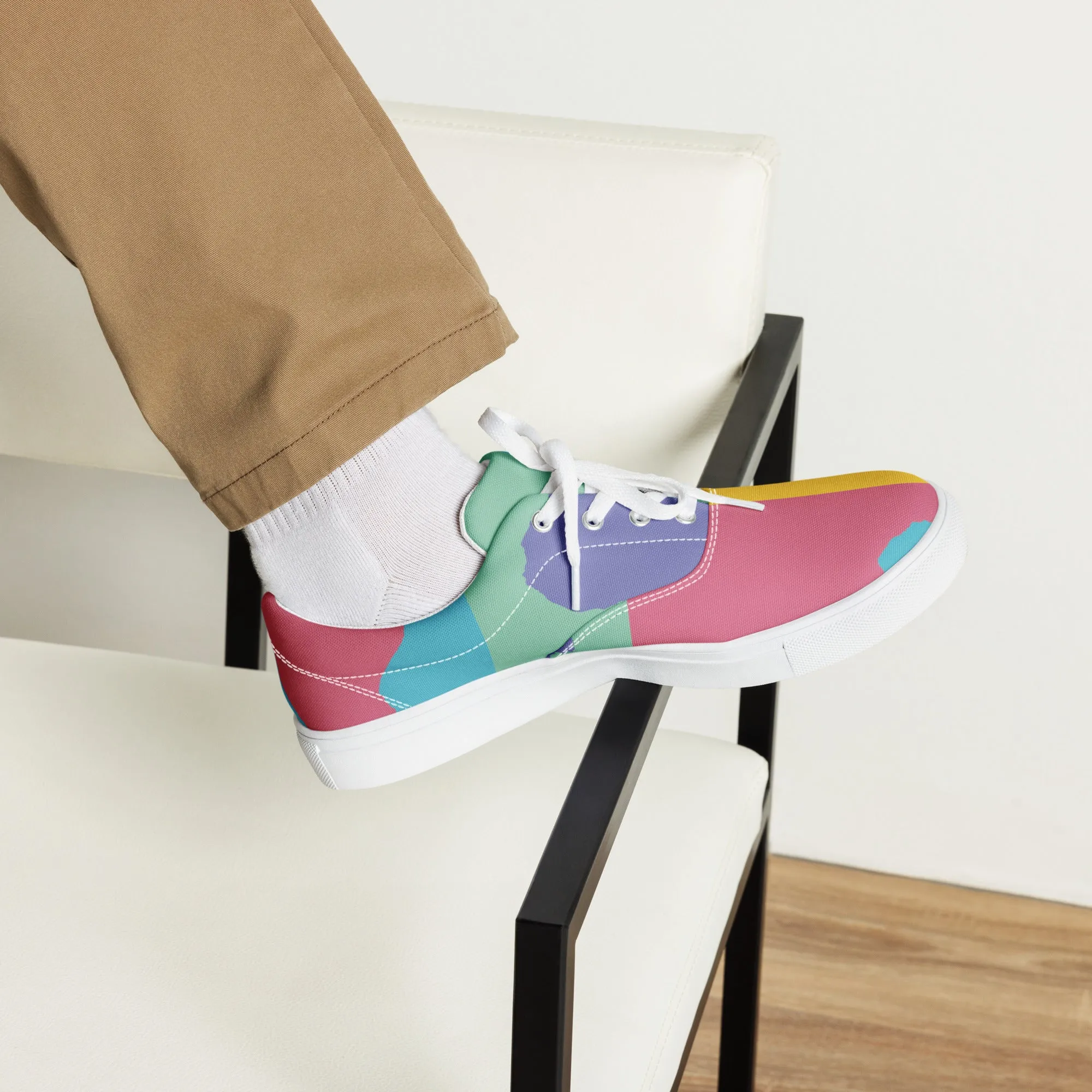 AFRICA WARHOL Men’s Lace-Up Canvas Shoes (Retro)