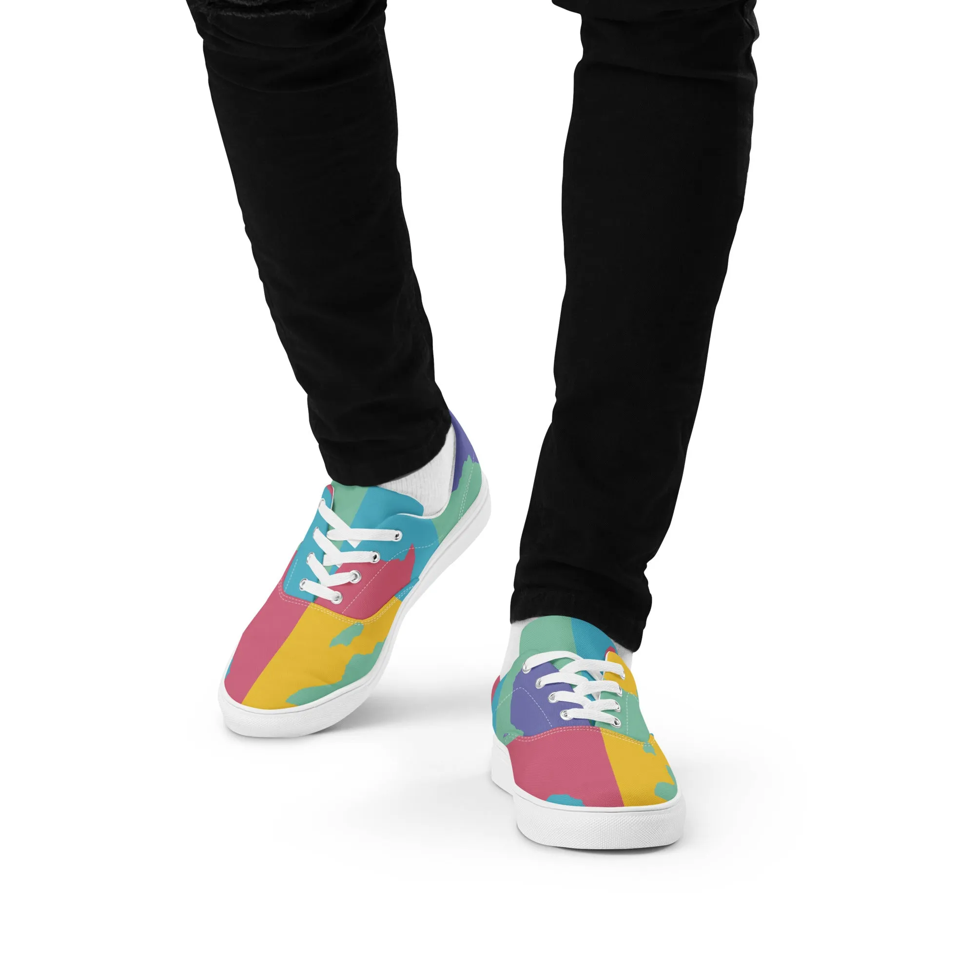 AFRICA WARHOL Men’s Lace-Up Canvas Shoes (Retro)