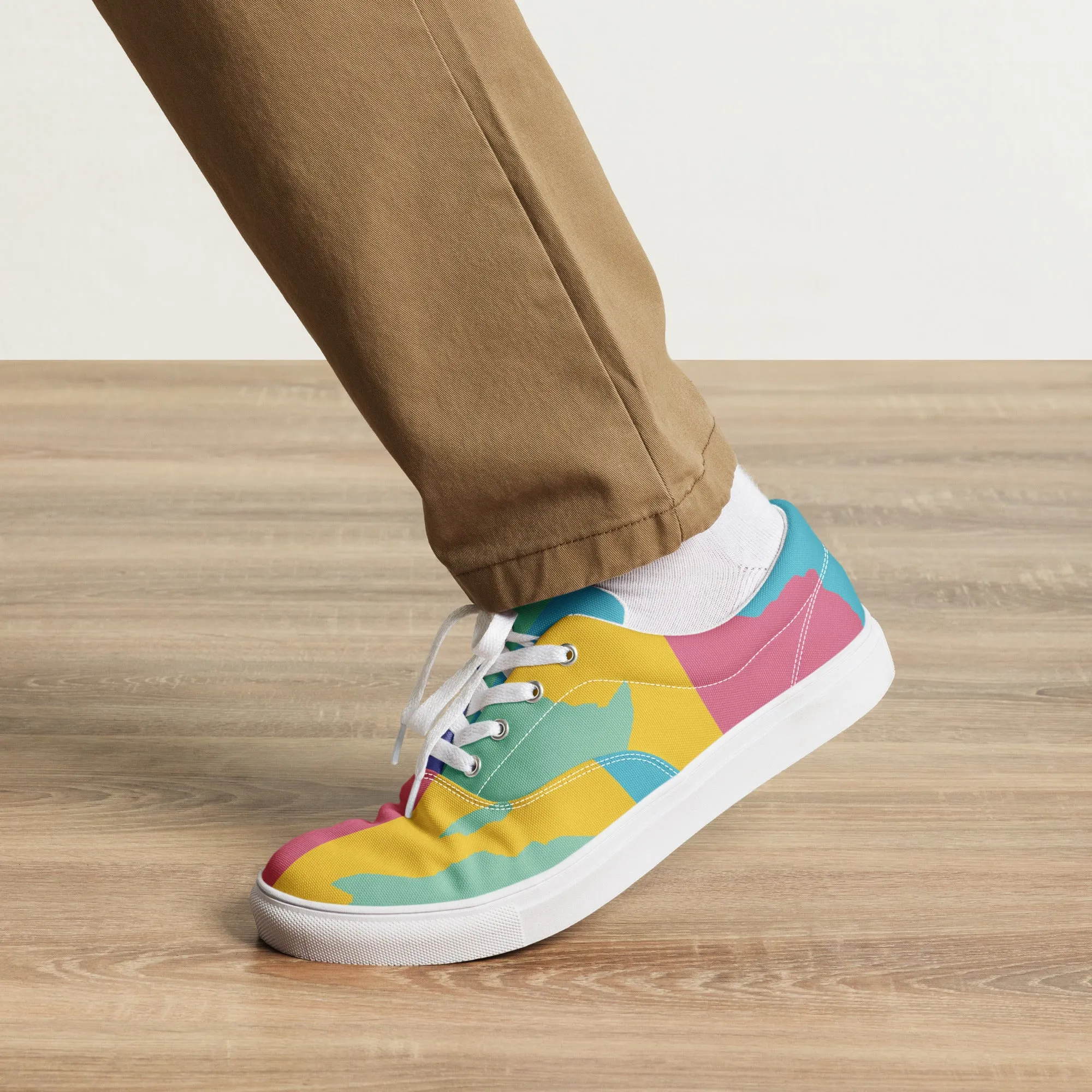 AFRICA WARHOL Men’s Lace-Up Canvas Shoes (Retro)