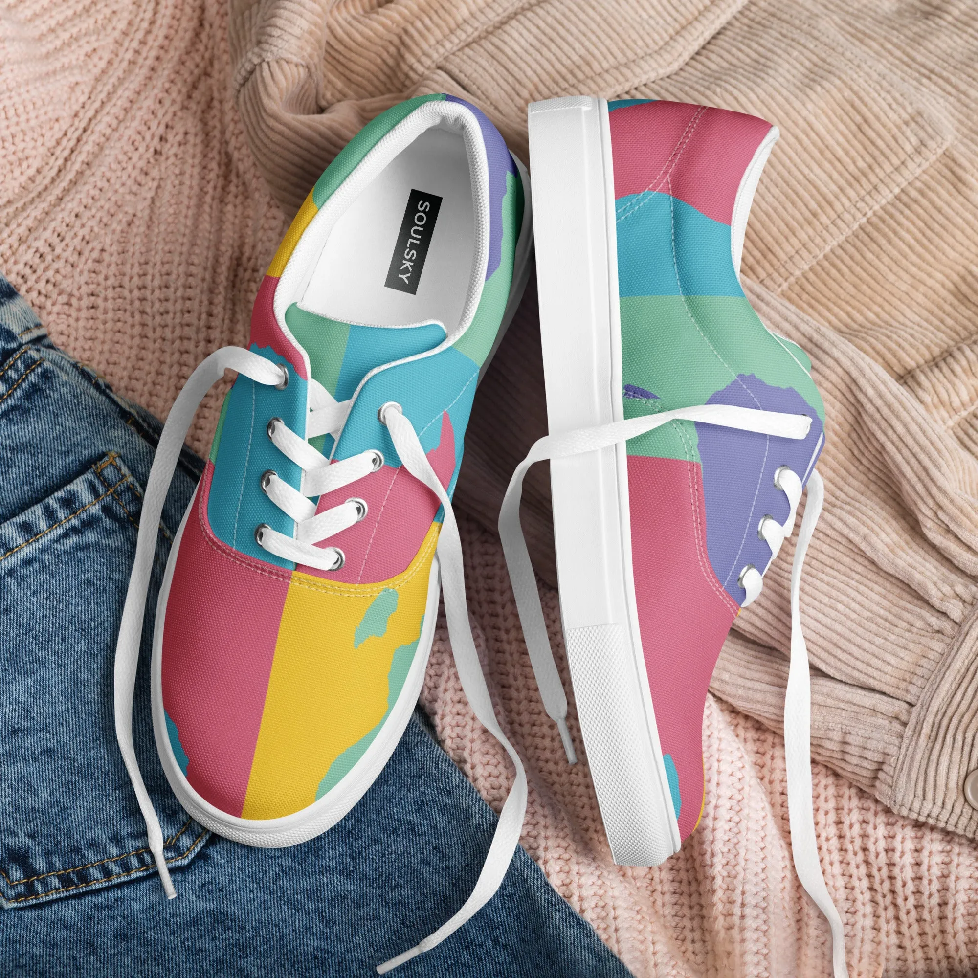 AFRICA WARHOL Men’s Lace-Up Canvas Shoes (Retro)