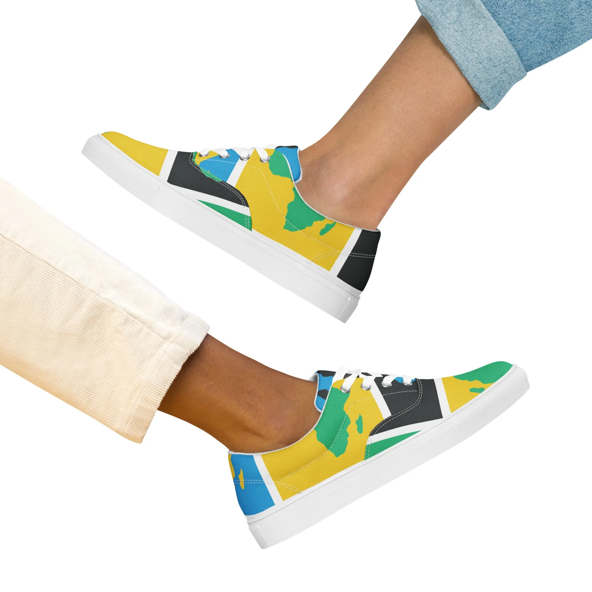 AFRICA WARHOL Women’s Lace-Up Canvas Shoes (Green, Yellow, Turquoise)