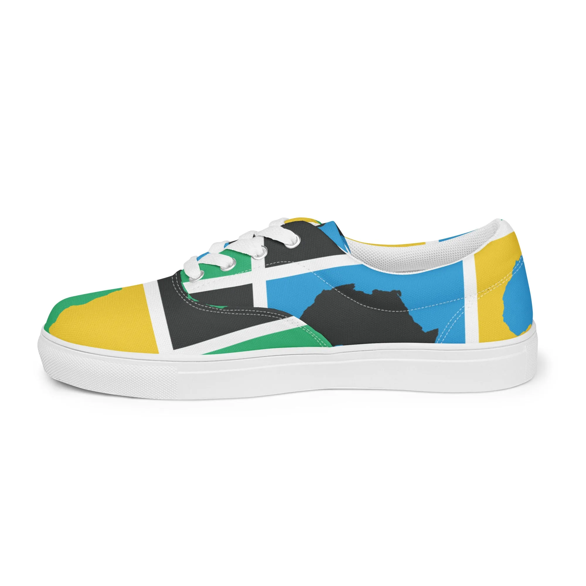 AFRICA WARHOL Women’s Lace-Up Canvas Shoes (Green, Yellow, Turquoise)