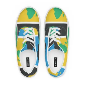 AFRICA WARHOL Women’s Lace-Up Canvas Shoes (Green, Yellow, Turquoise)