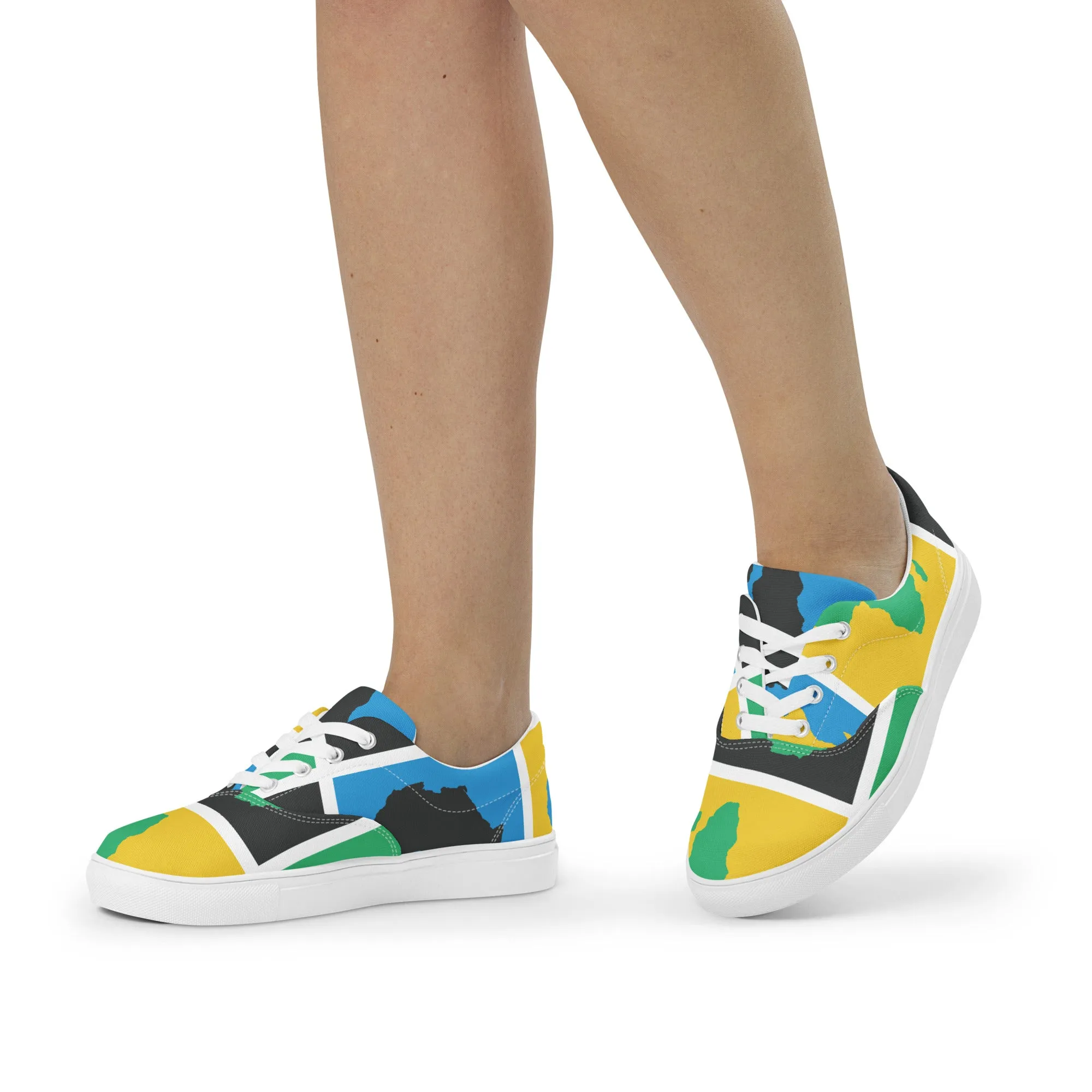 AFRICA WARHOL Women’s Lace-Up Canvas Shoes (Green, Yellow, Turquoise)