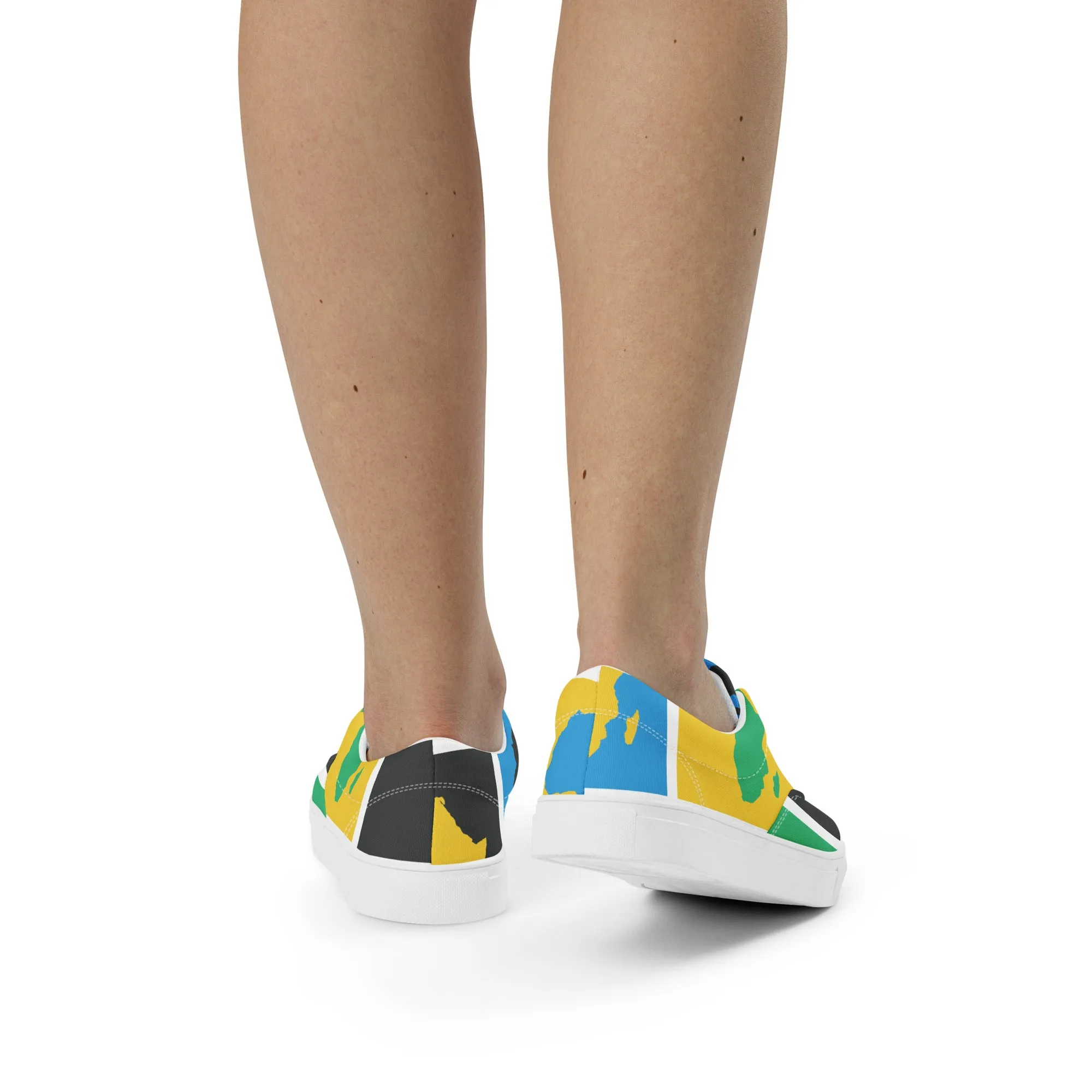 AFRICA WARHOL Women’s Lace-Up Canvas Shoes (Green, Yellow, Turquoise)