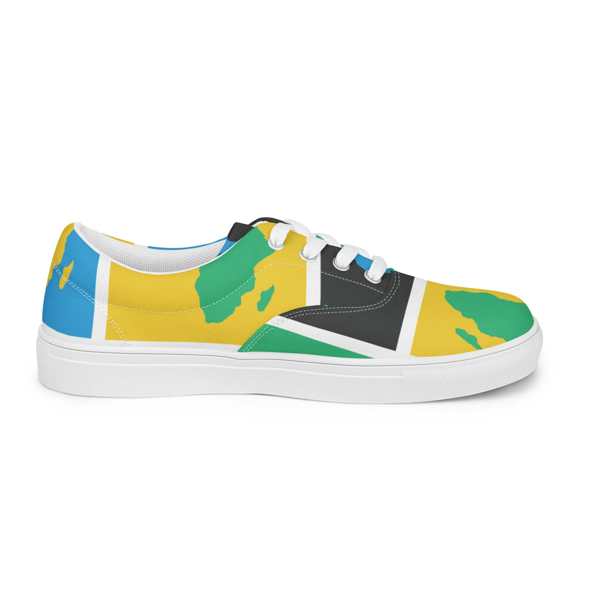 AFRICA WARHOL Women’s Lace-Up Canvas Shoes (Green, Yellow, Turquoise)