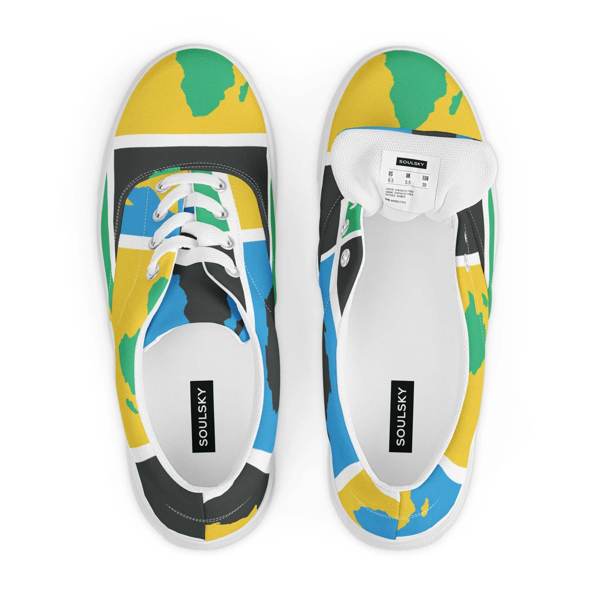 AFRICA WARHOL Women’s Lace-Up Canvas Shoes (Green, Yellow, Turquoise)