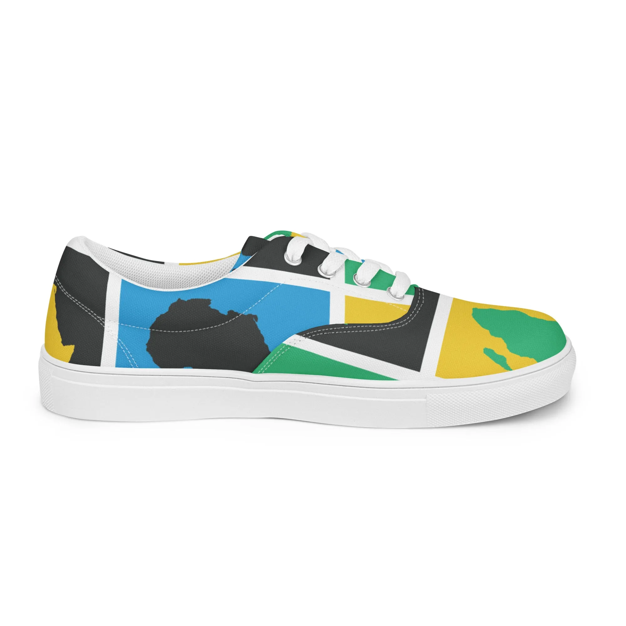 AFRICA WARHOL Women’s Lace-Up Canvas Shoes (Green, Yellow, Turquoise)