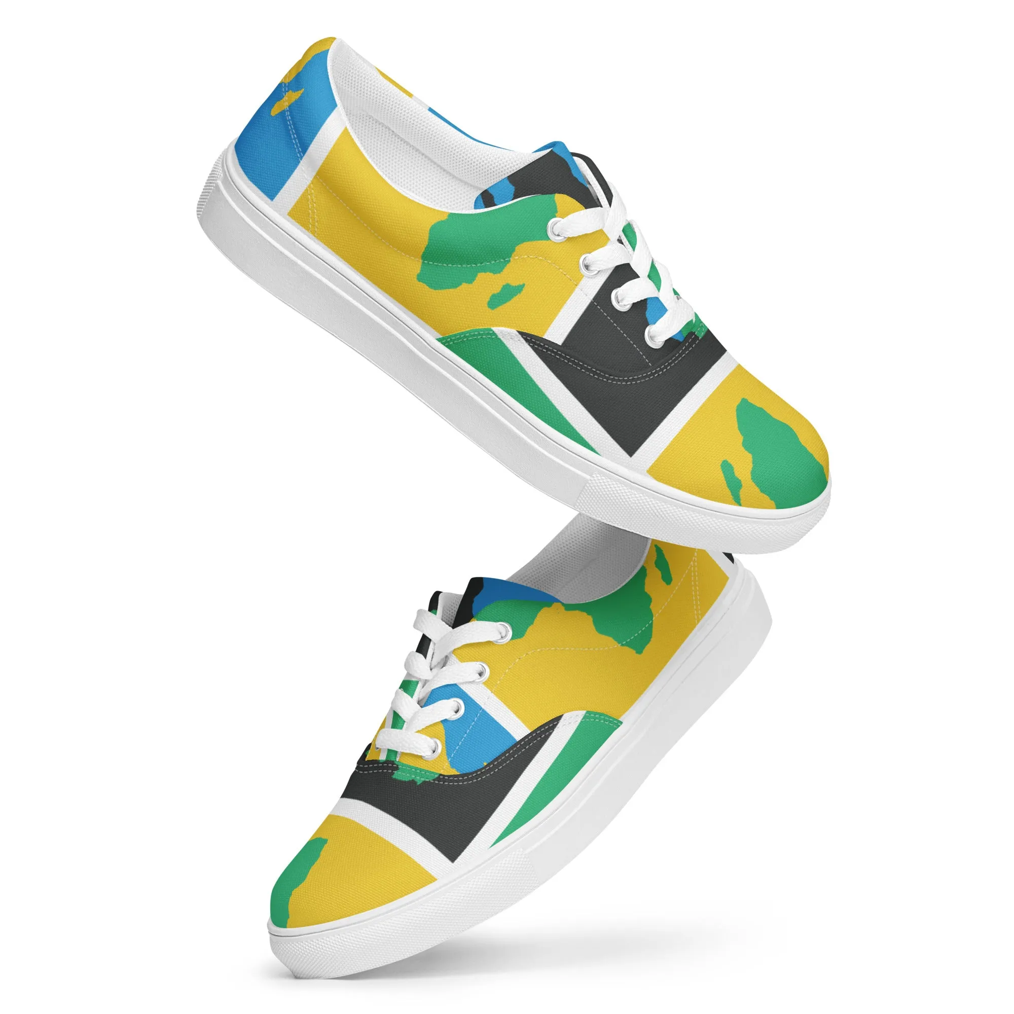 AFRICA WARHOL Women’s Lace-Up Canvas Shoes (Green, Yellow, Turquoise)