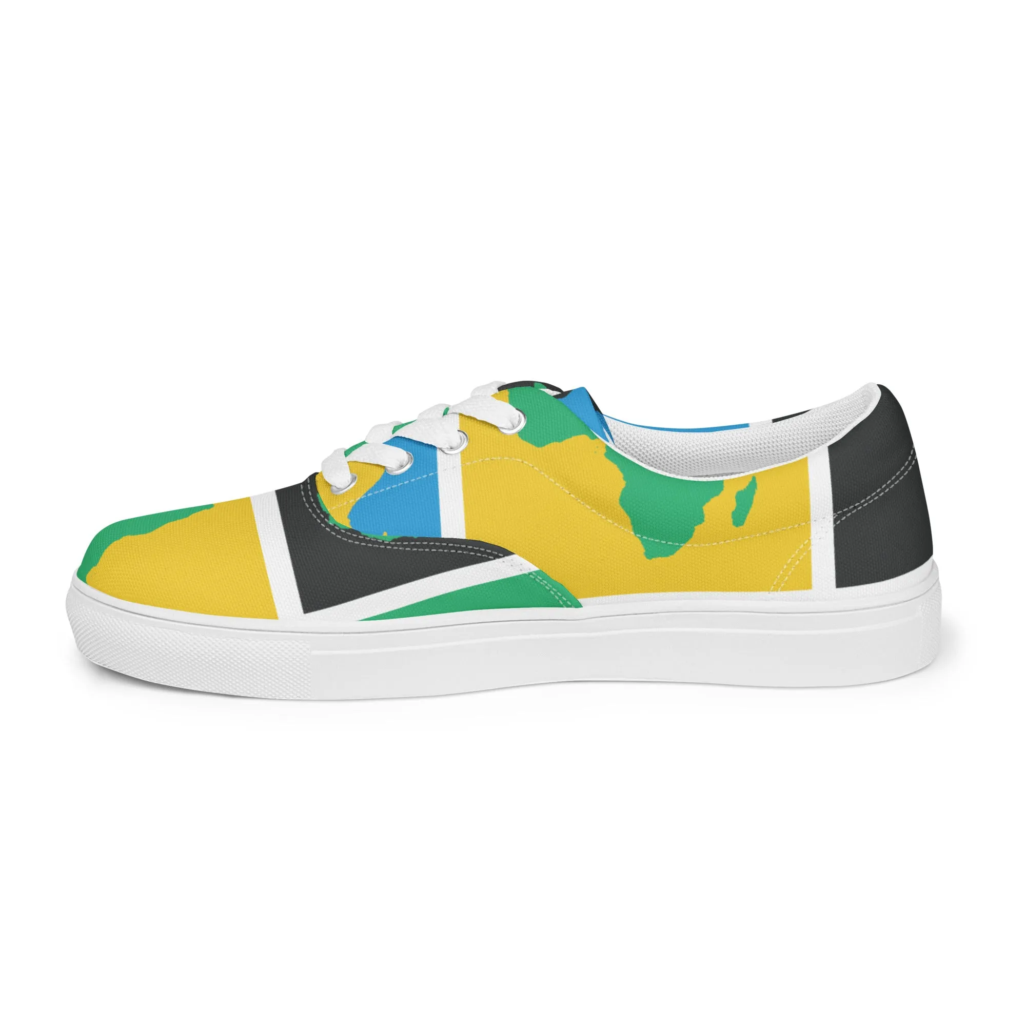 AFRICA WARHOL Women’s Lace-Up Canvas Shoes (Green, Yellow, Turquoise)