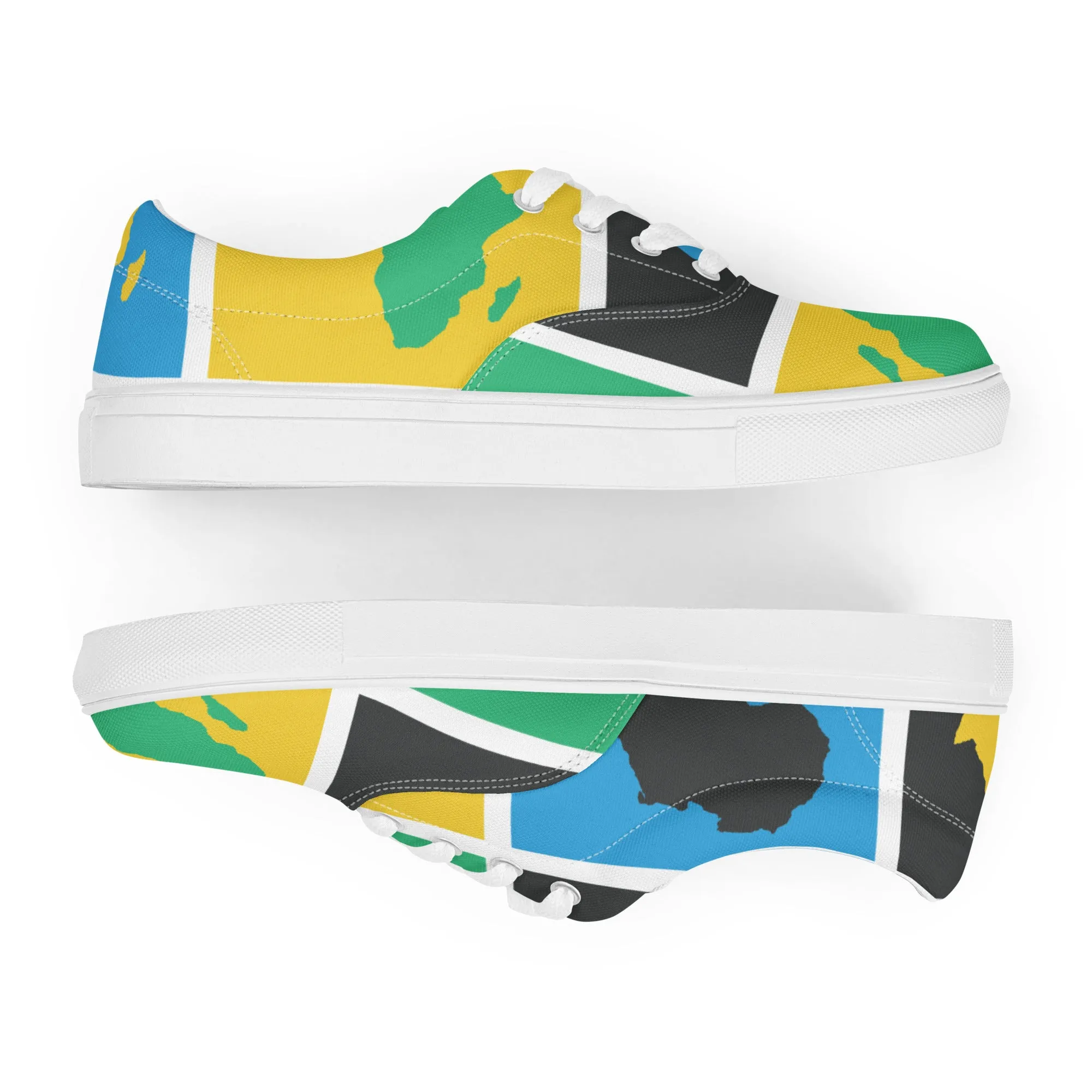 AFRICA WARHOL Women’s Lace-Up Canvas Shoes (Green, Yellow, Turquoise)