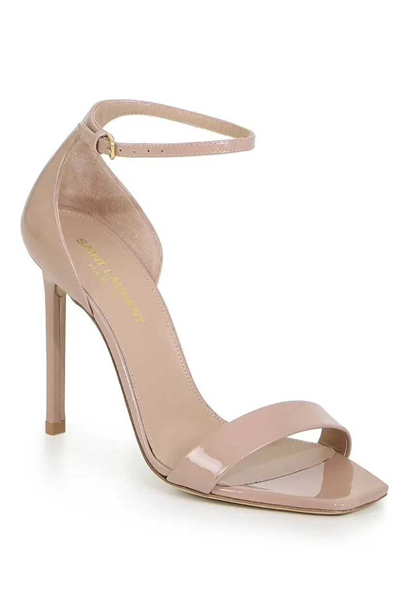 AMBER 105MM SANDAL | PATENT NUDE