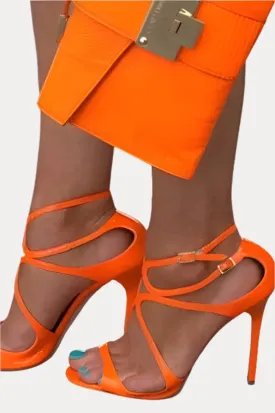 Catwalk high-heeled orange sandals