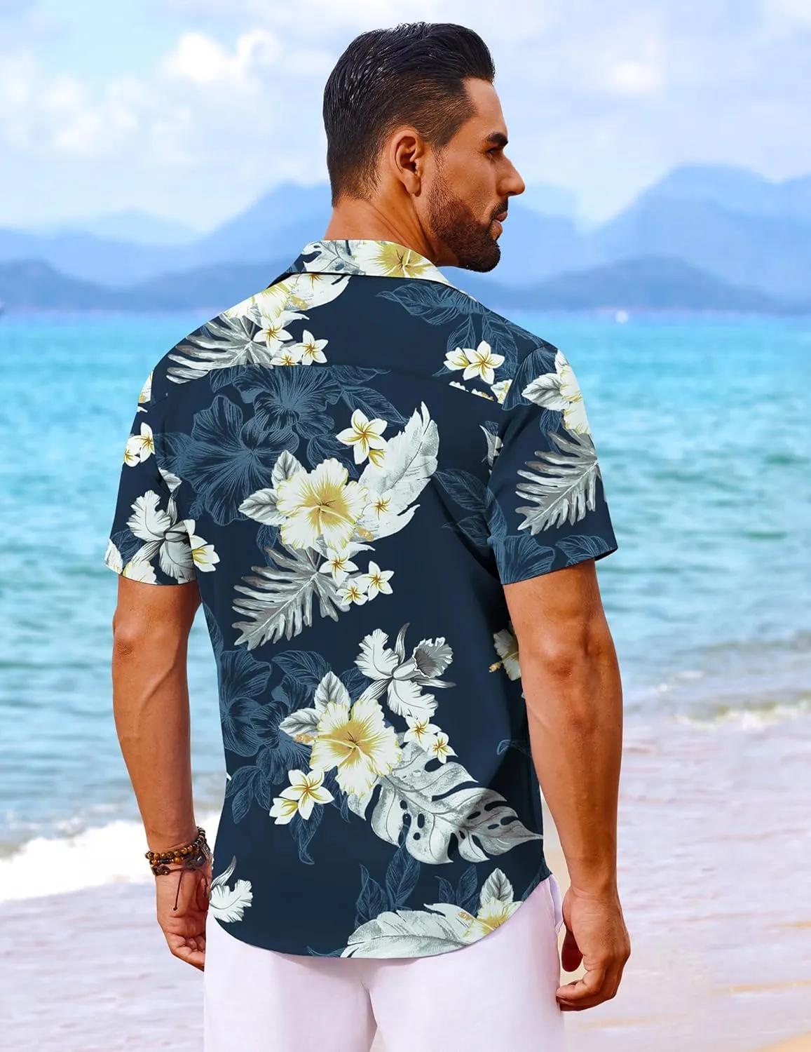 COOFANDY Mens Hawaiian Shirt Short Sleeve Button Down Shirts Tropical Floral Summer Beach Shirts
