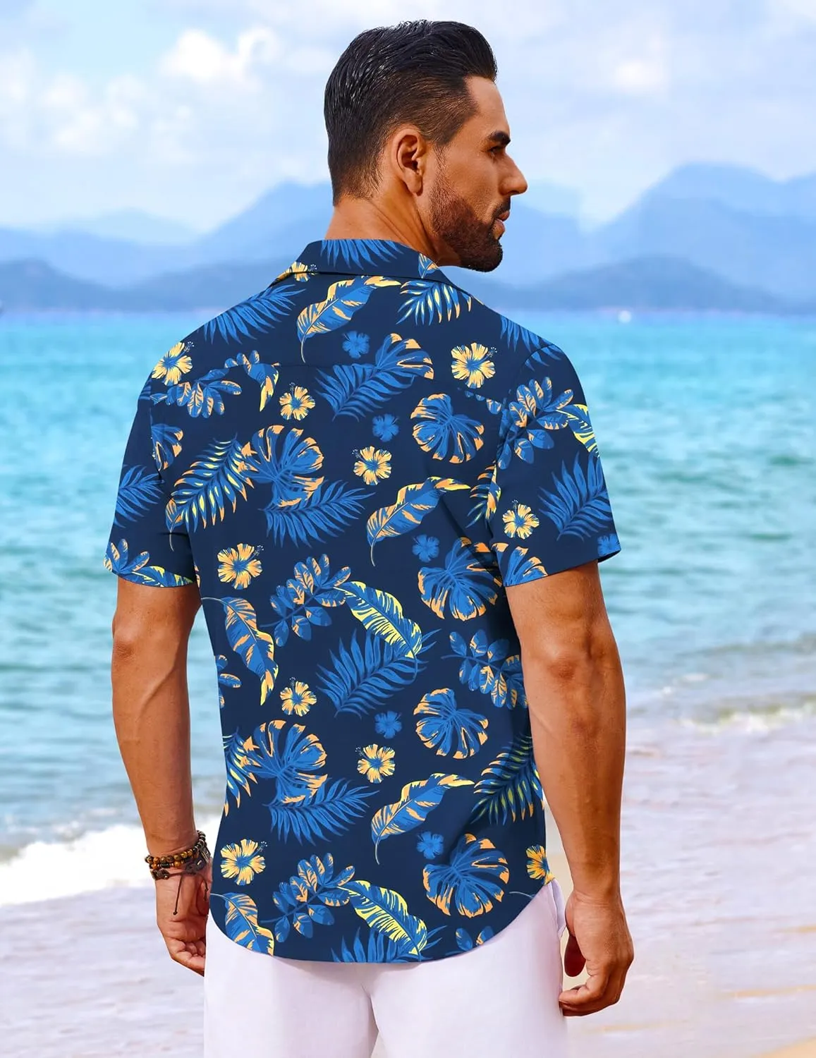 COOFANDY Mens Hawaiian Shirt Short Sleeve Button Down Shirts Tropical Floral Summer Beach Shirts