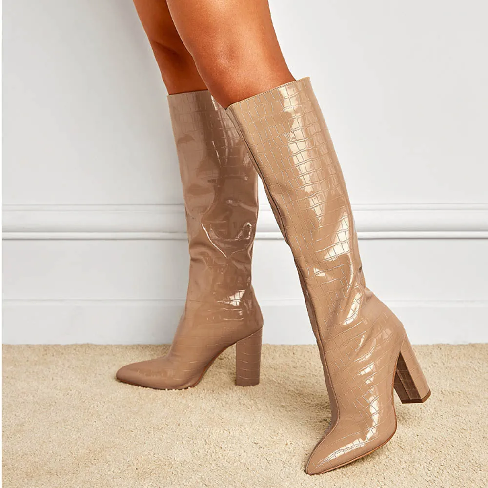 Cosmos Stone Pattern Knee-high Boots