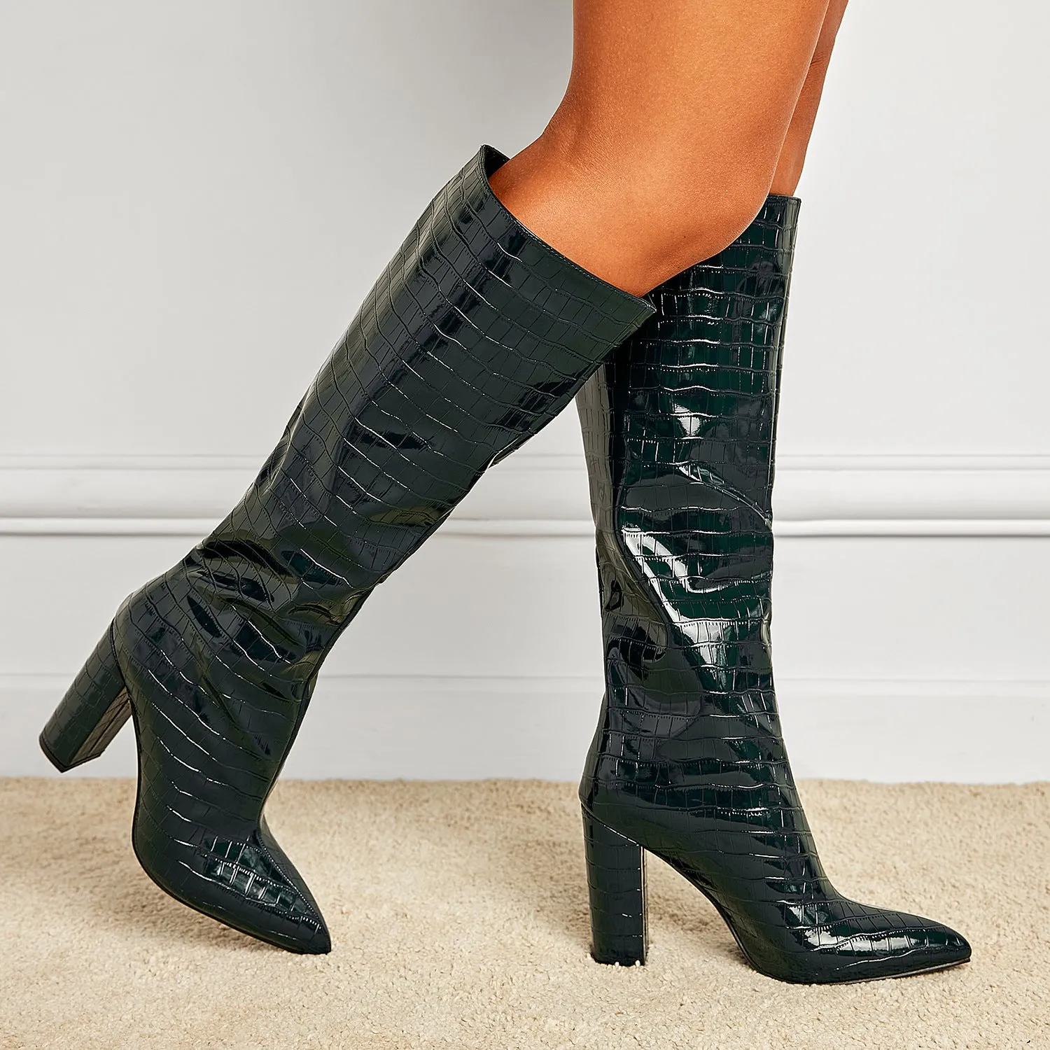 Cosmos Stone Pattern Knee-high Boots