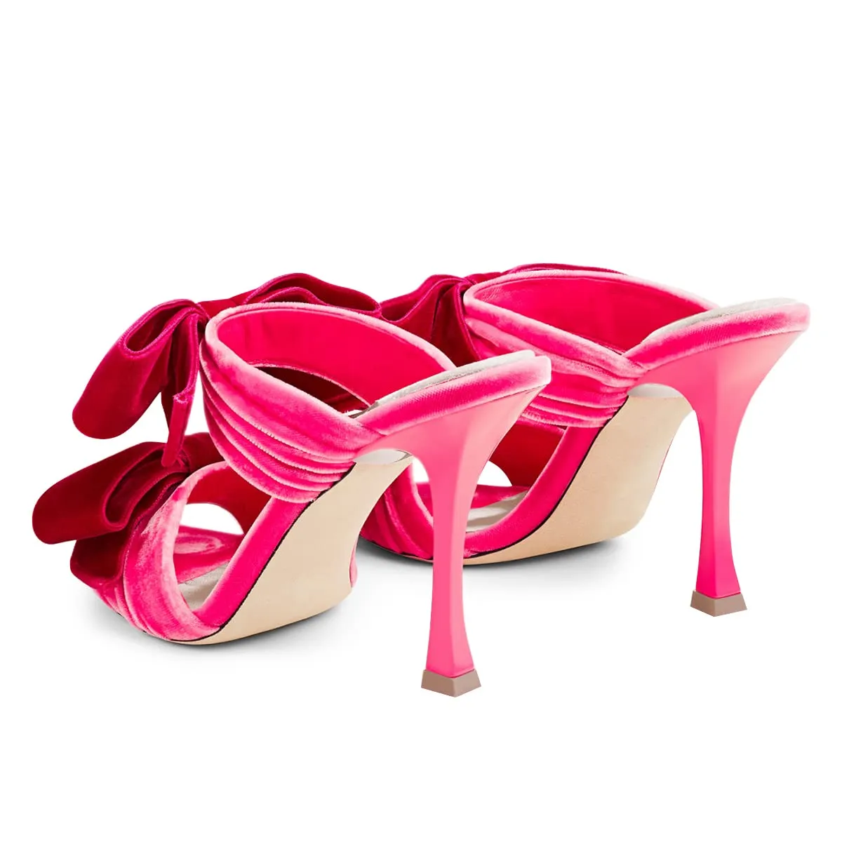 FSJ Sexy Bows Open Toe Mules Stiletto High Heel Slip On Dress Slides Sandals 12