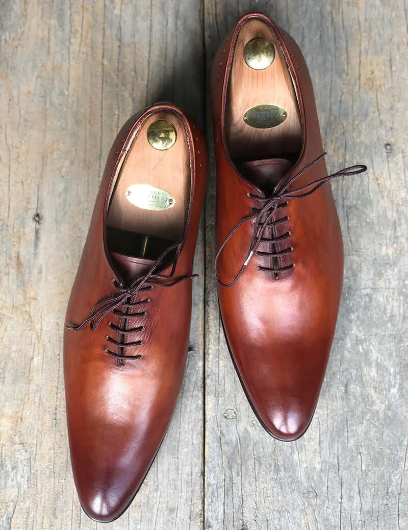 Handmade Men's Brown Wholecut Leather Lace Up Shoes, Men Designer Dress Formal Shoes