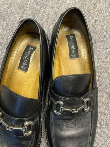 Kenneth Cole Black Leather Bit Loafers Size 12 Vintage