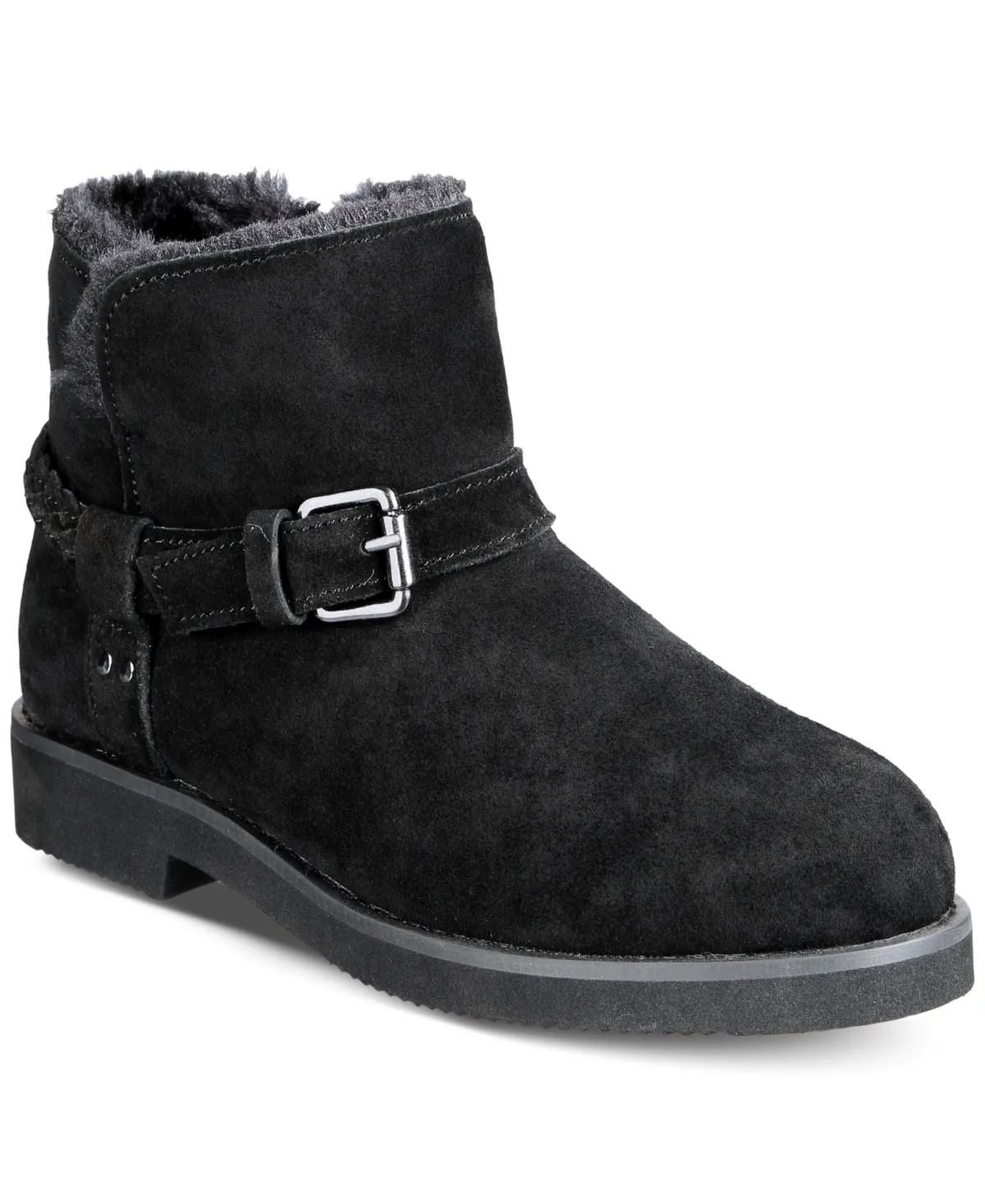 KORRI Womens Faux Suede Buckle Winter & Snow Boots