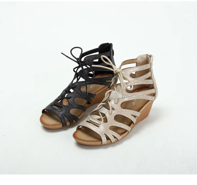 Large Size Low Sandals Woman Leather Big Low-heeled PU Hoof Heels TPR Slides Rome Fabric Large Size Low Sandals Woman Leather