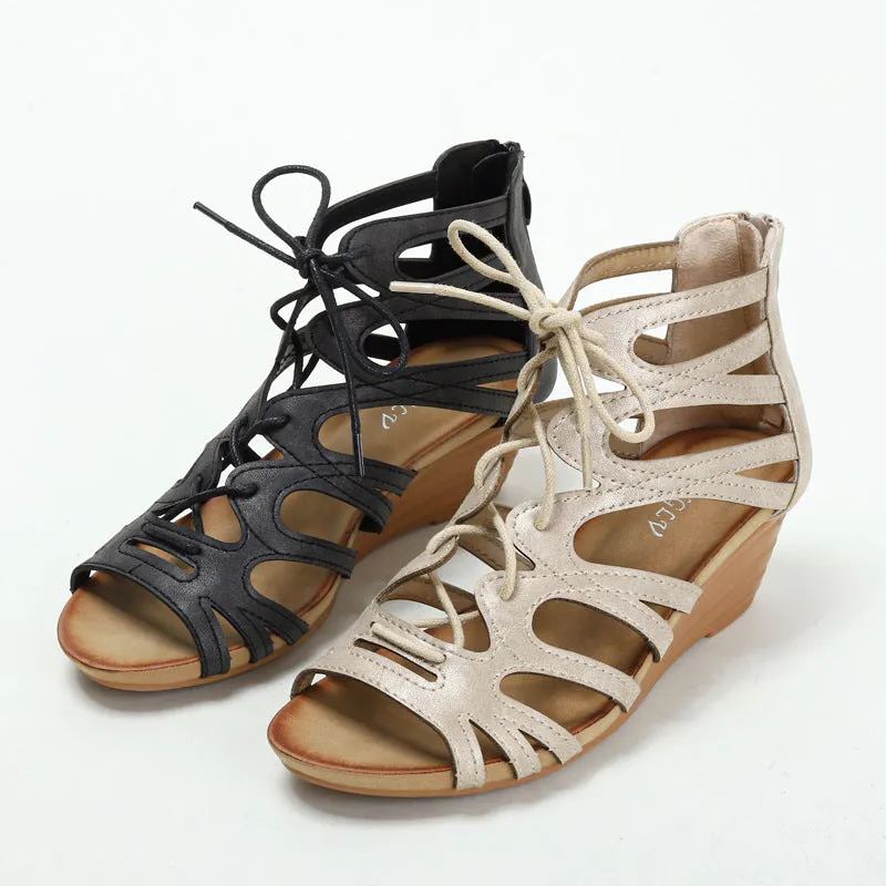 Large Size Low Sandals Woman Leather Big Low-heeled PU Hoof Heels TPR Slides Rome Fabric Large Size Low Sandals Woman Leather