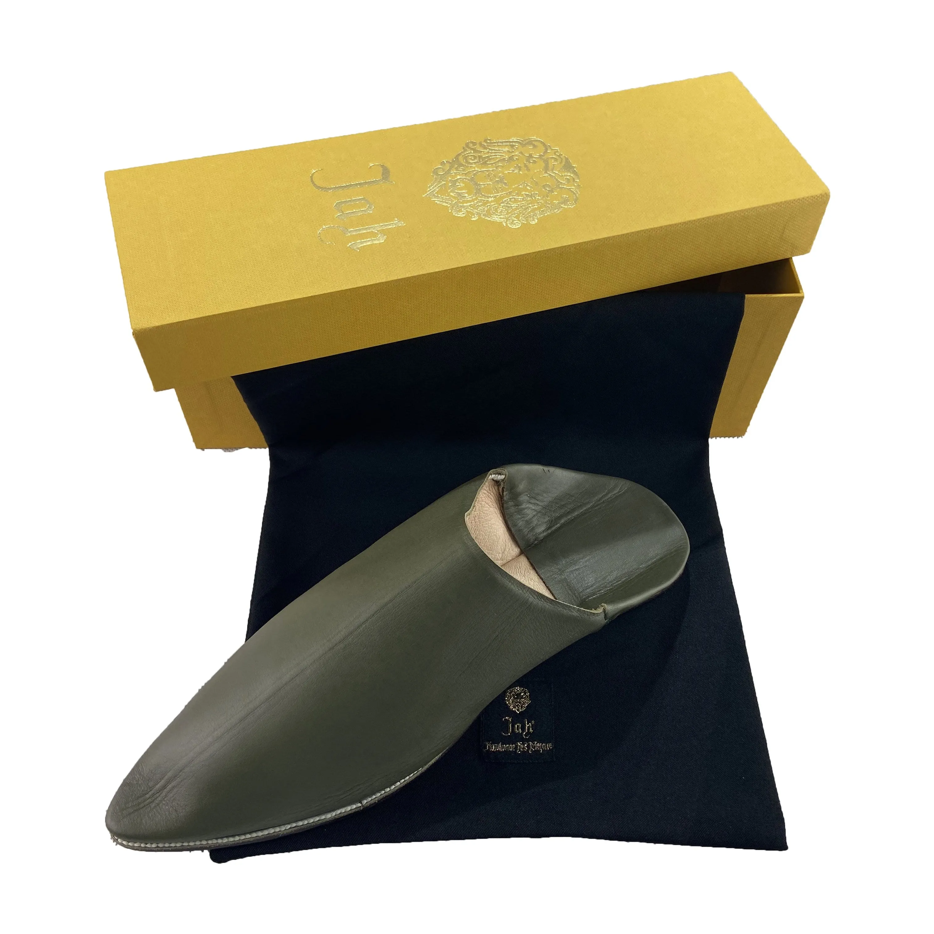 Men Moroccan Slipper in Khaki Leather
