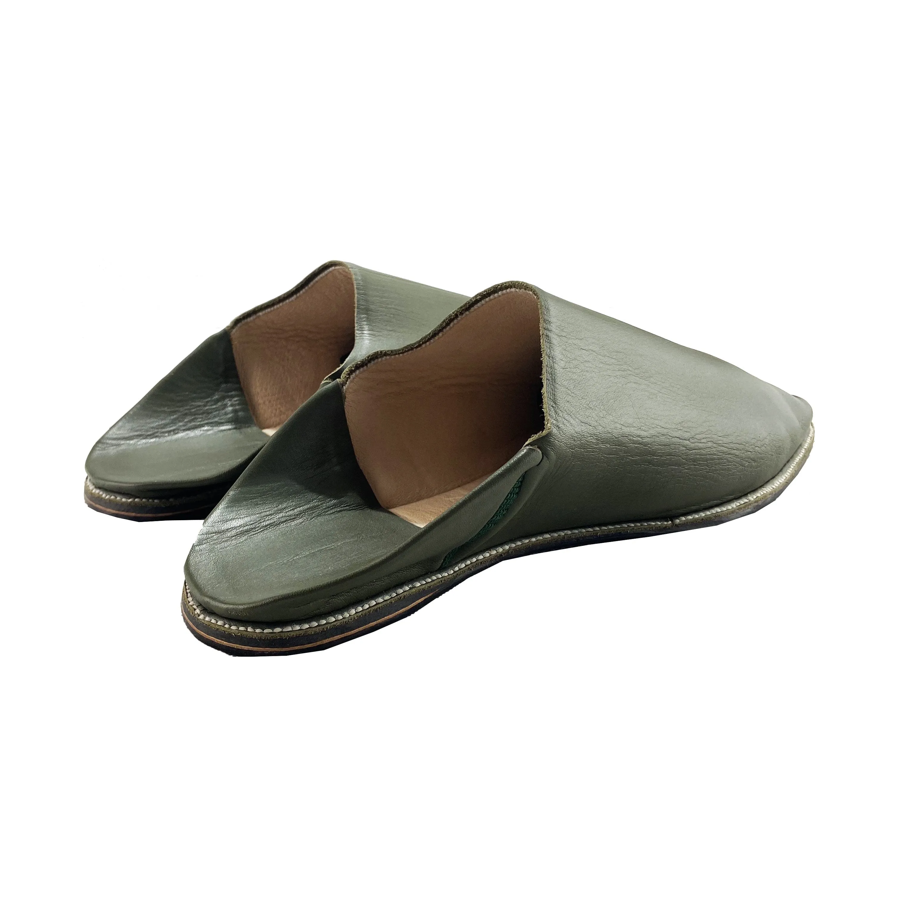 Men Moroccan Slipper in Khaki Leather