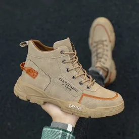 Men's Ankle Boots 2025 British Style High Top Sneakers Non-slip Platform Tooling Shoes Outdoor Hiking Desert Boots Tenis Masculino