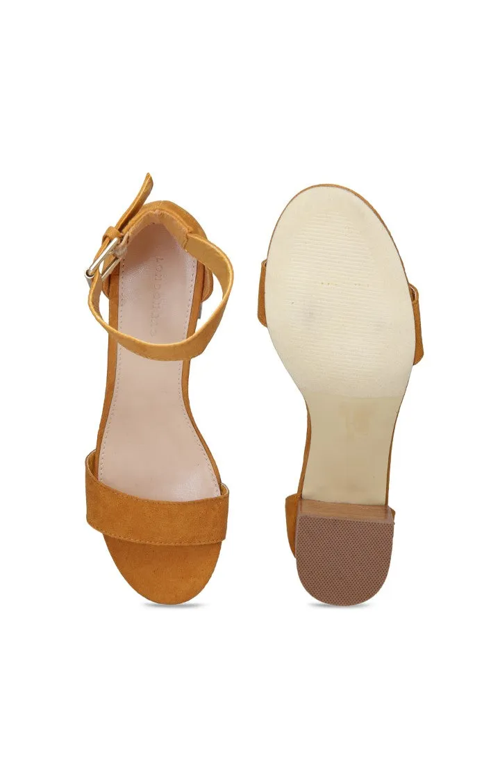 Mid- Heeled Mustard Sandals