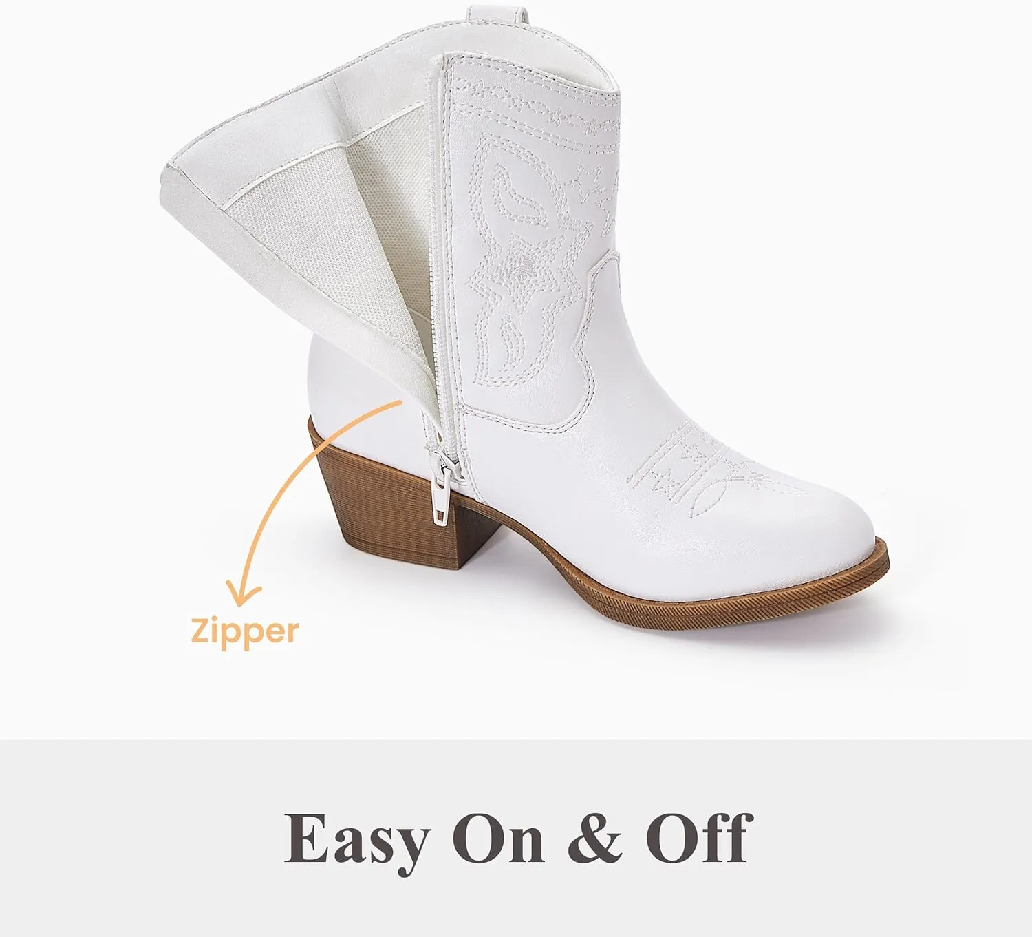 PATPAT Kids Cowboy Boots for Girls and Boys ?C Western Mid Calf Cowgirl Boots with Embroidered and Zipper Design, Riding Shoes for Little Kid/Big Kid