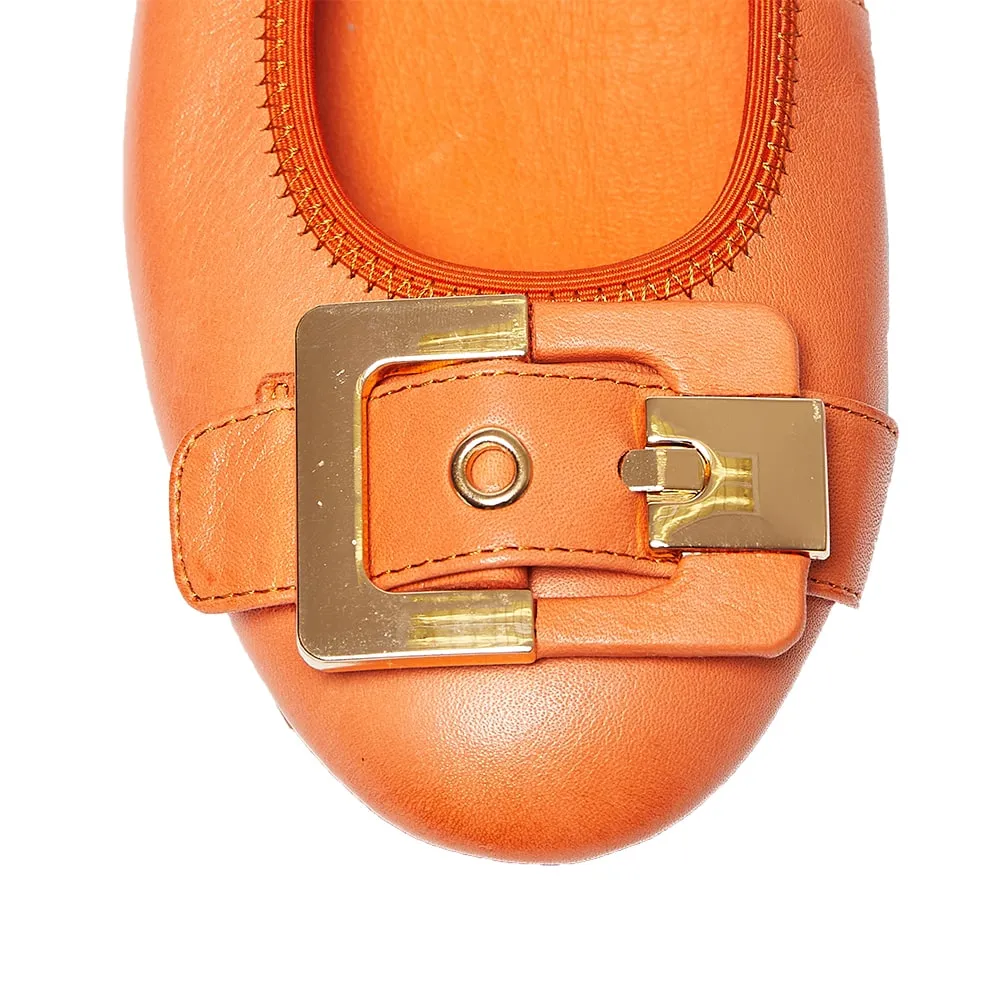Pentagon Flat in Orange Leather