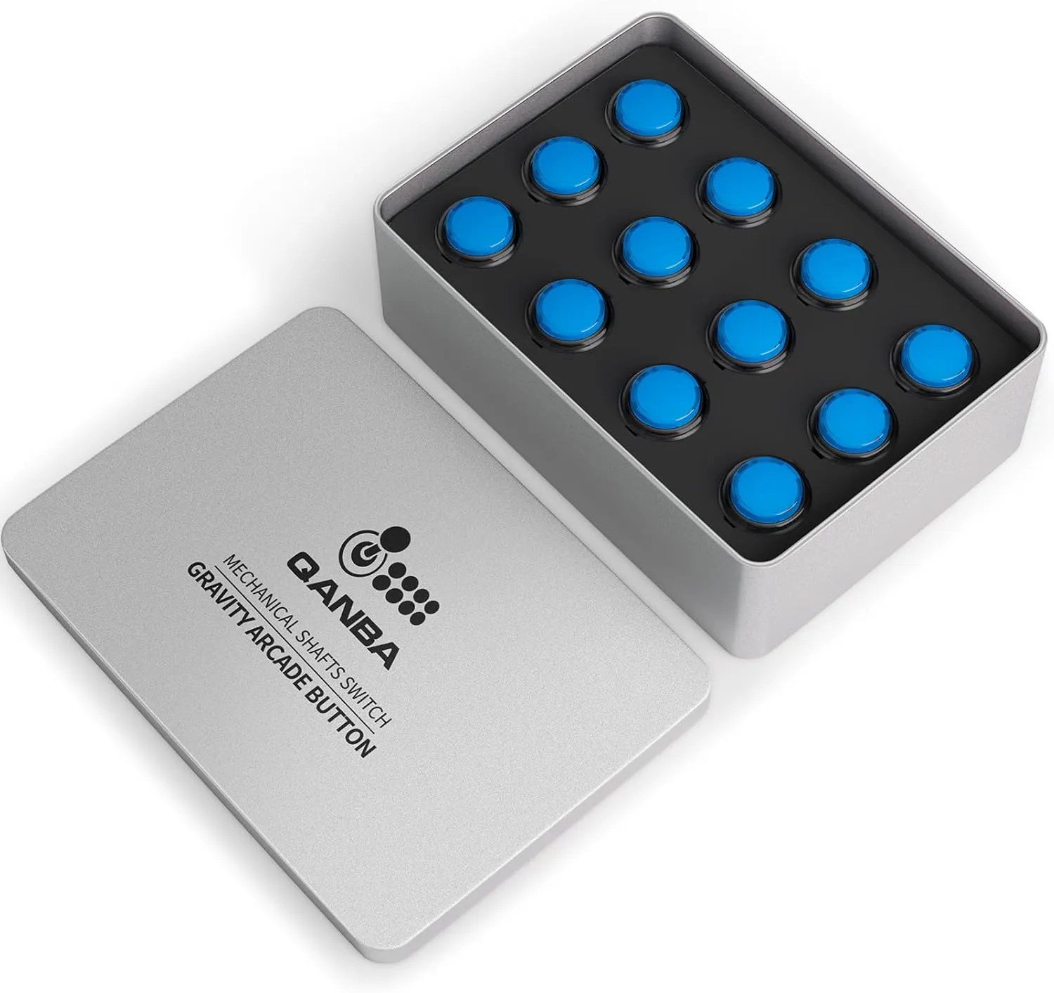Qanba Gravity KS Mechanical Shafts Silent Pushbutton 24mm Snap-in (Boxed (Clear Black Blue E07(12 pcs)