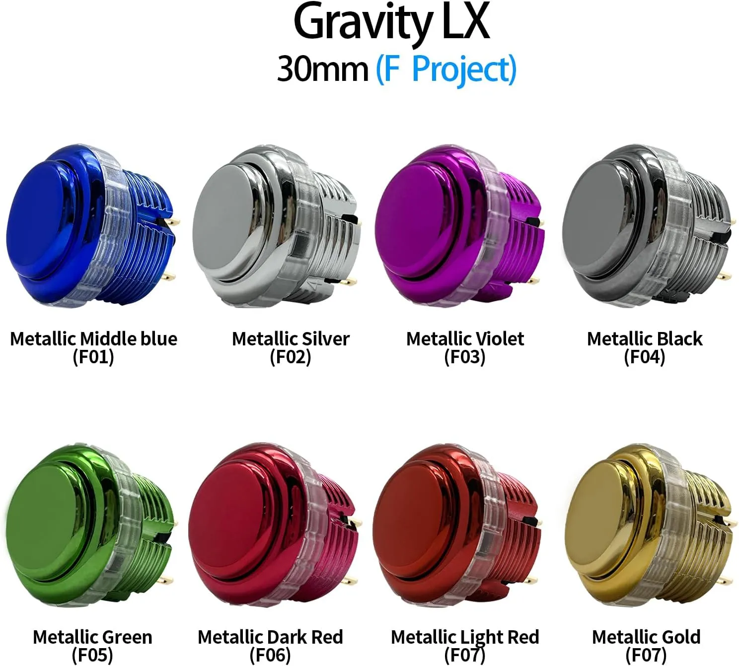 Qanba Gravity KS Mechanical Shafts Silent Pushbutton 24mm Snap-in (Boxed (Clear Black Blue E07(12 pcs)