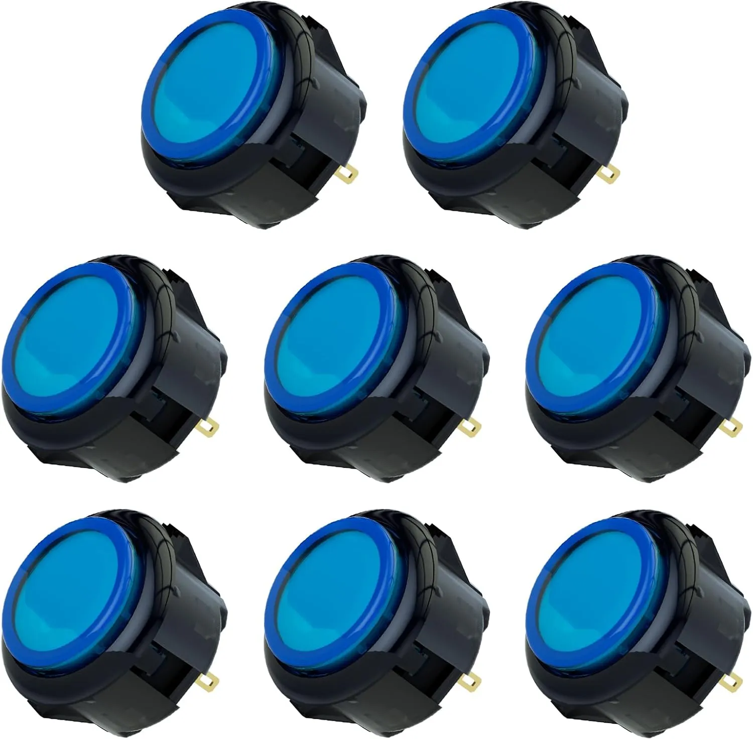 Qanba Gravity KS Mechanical Shafts Silent Pushbutton 30mm Snap-in (Boxed (Clear Black Blue D07(8 pcs)