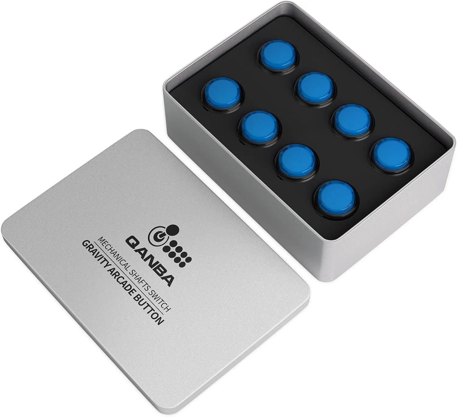 Qanba Gravity KS Mechanical Shafts Silent Pushbutton 30mm Snap-in (Boxed (Clear Black Blue D07(8 pcs)