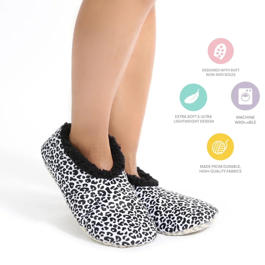 Splosh Women's Black Velvet Leopard Slippers