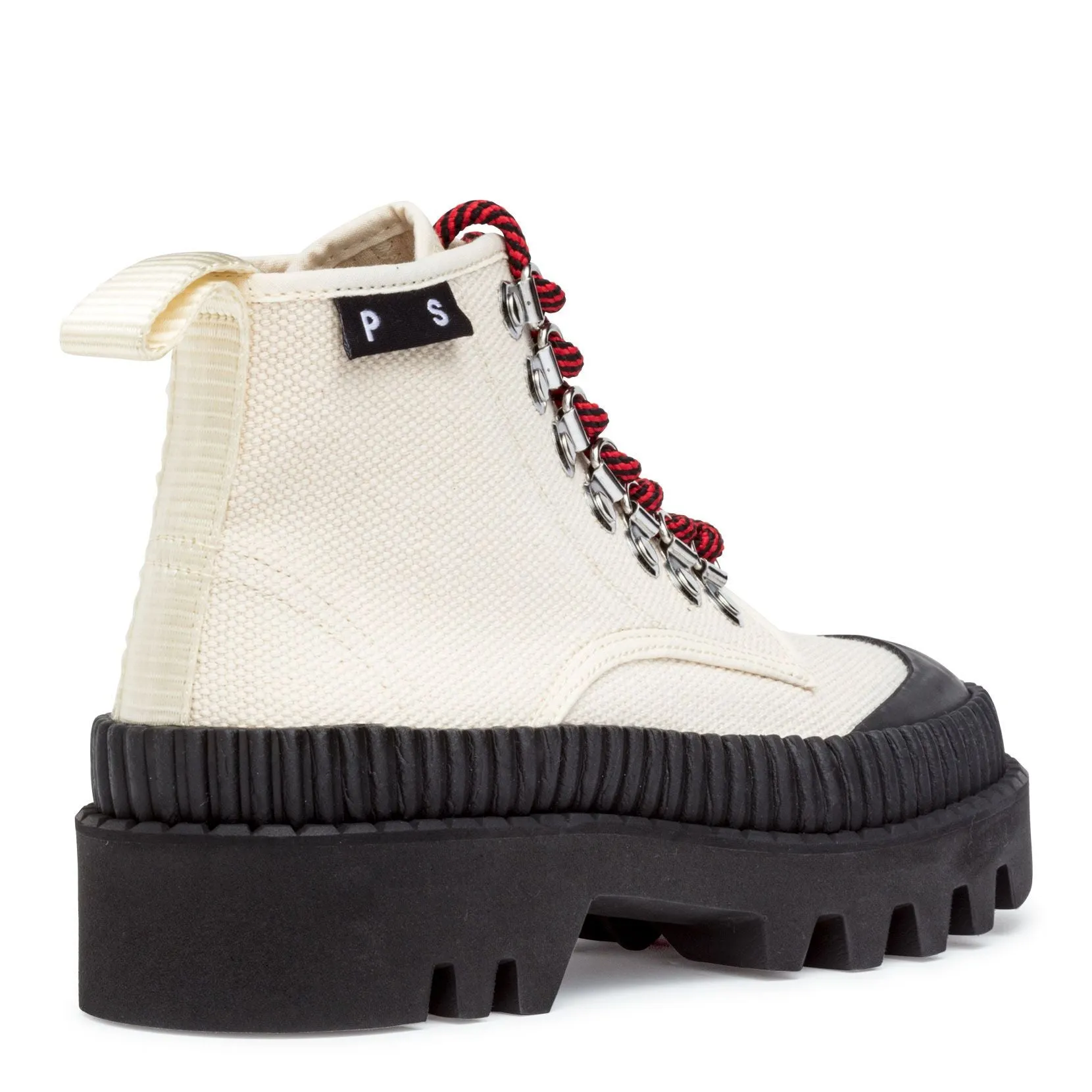 White canvas hiking boots