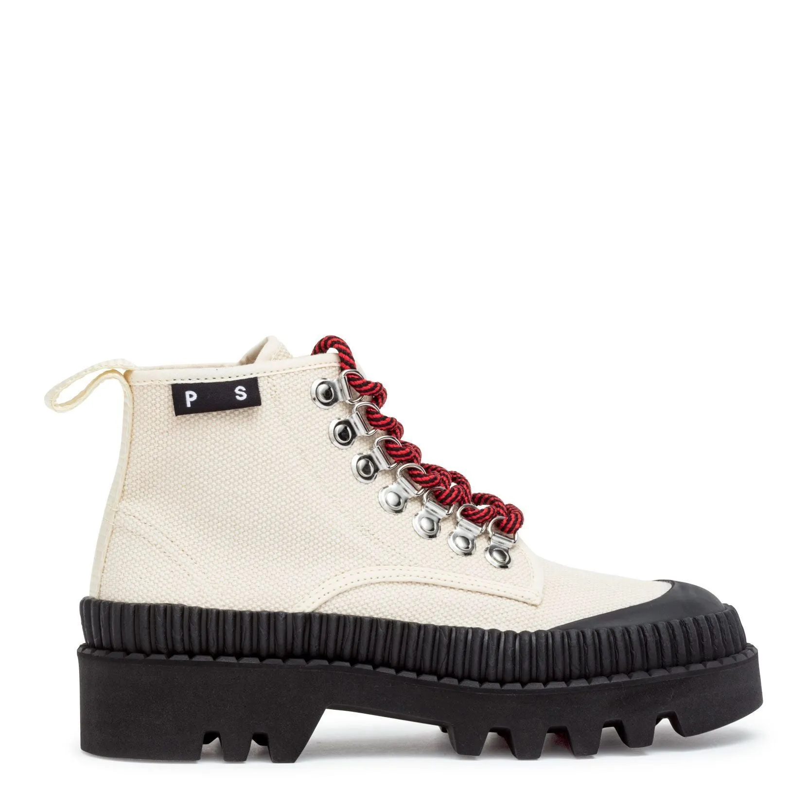 White canvas hiking boots