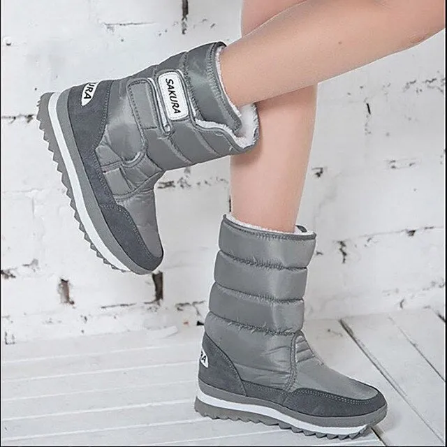 Women's Winter Platform Snow Boots – Waterproof, Non-Slip, Thick Plush Mid-Calf Boots for Warm Winter Shoes