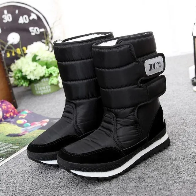 Women's Winter Platform Snow Boots – Waterproof, Non-Slip, Thick Plush Mid-Calf Boots for Warm Winter Shoes