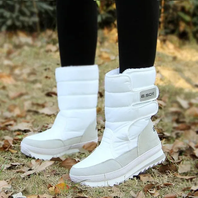 Women's Winter Platform Snow Boots – Waterproof, Non-Slip, Thick Plush Mid-Calf Boots for Warm Winter Shoes