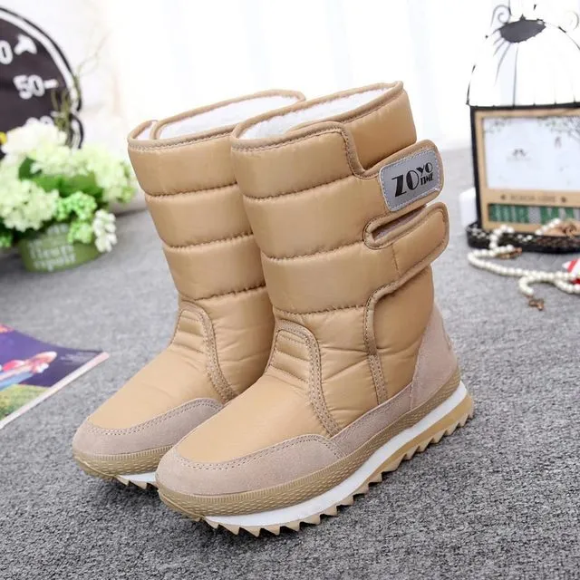 Women's Winter Platform Snow Boots – Waterproof, Non-Slip, Thick Plush Mid-Calf Boots for Warm Winter Shoes
